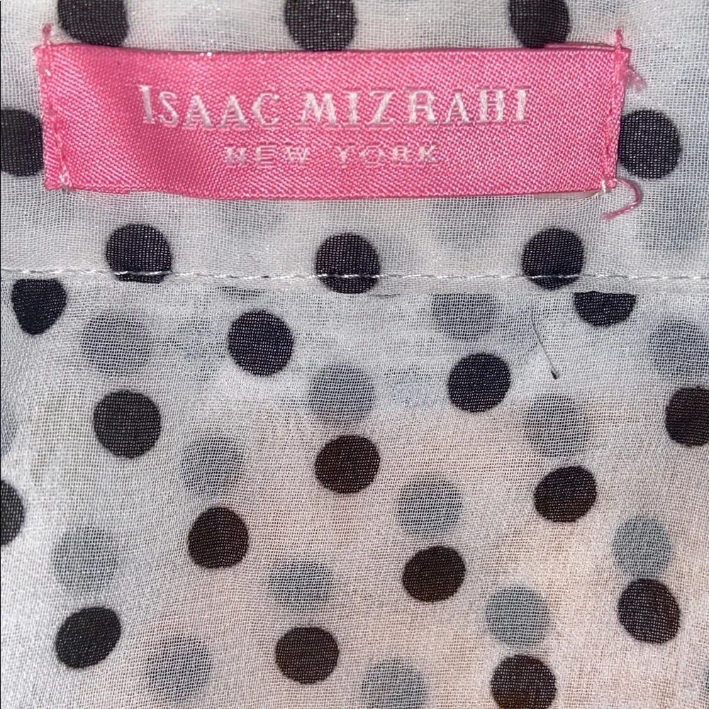 Isaac Mizrahi Women’s Black and White Polka Dot Button Down Blouse Size XL